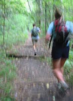 Chris Rycroft and Becky Hopkinson running the Lincoln Woods Trail