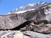 Mark at the foot of the glacier