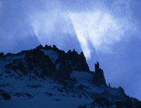 Blowing snow on summit day