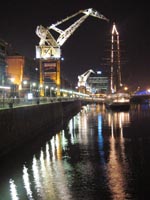 Harbor district at night