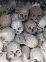 At Wat Thmei, a memorial to those murdered by the Khmer Rouge