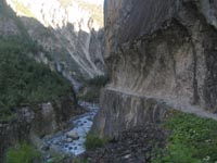 Trails are blasted out of towering stone walls