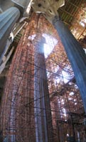 Towering scaffolding in La Sagrada Familia