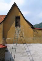 Ladder casting a long shadow
