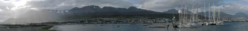 Looking north into Ushuaia from the private wharf